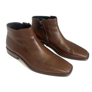 Gino Rossi Men's Dress square toe‎ Boots Shoes Brown Leather EU 41 US 8